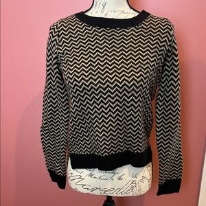 Olive & Oak Black and Cream Chevron Sweater